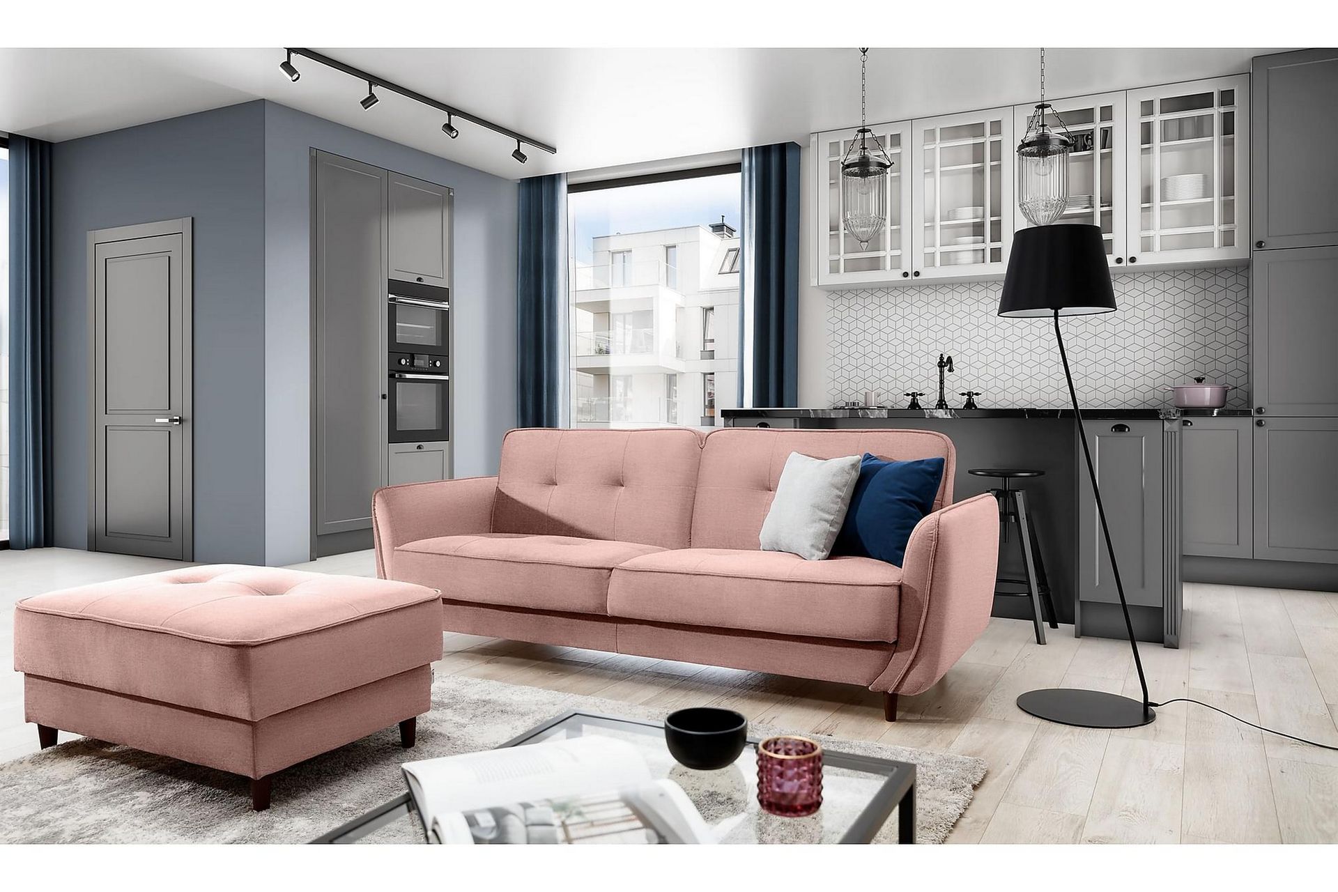 naneha bäddsoffa 3-sits ljusrosa -