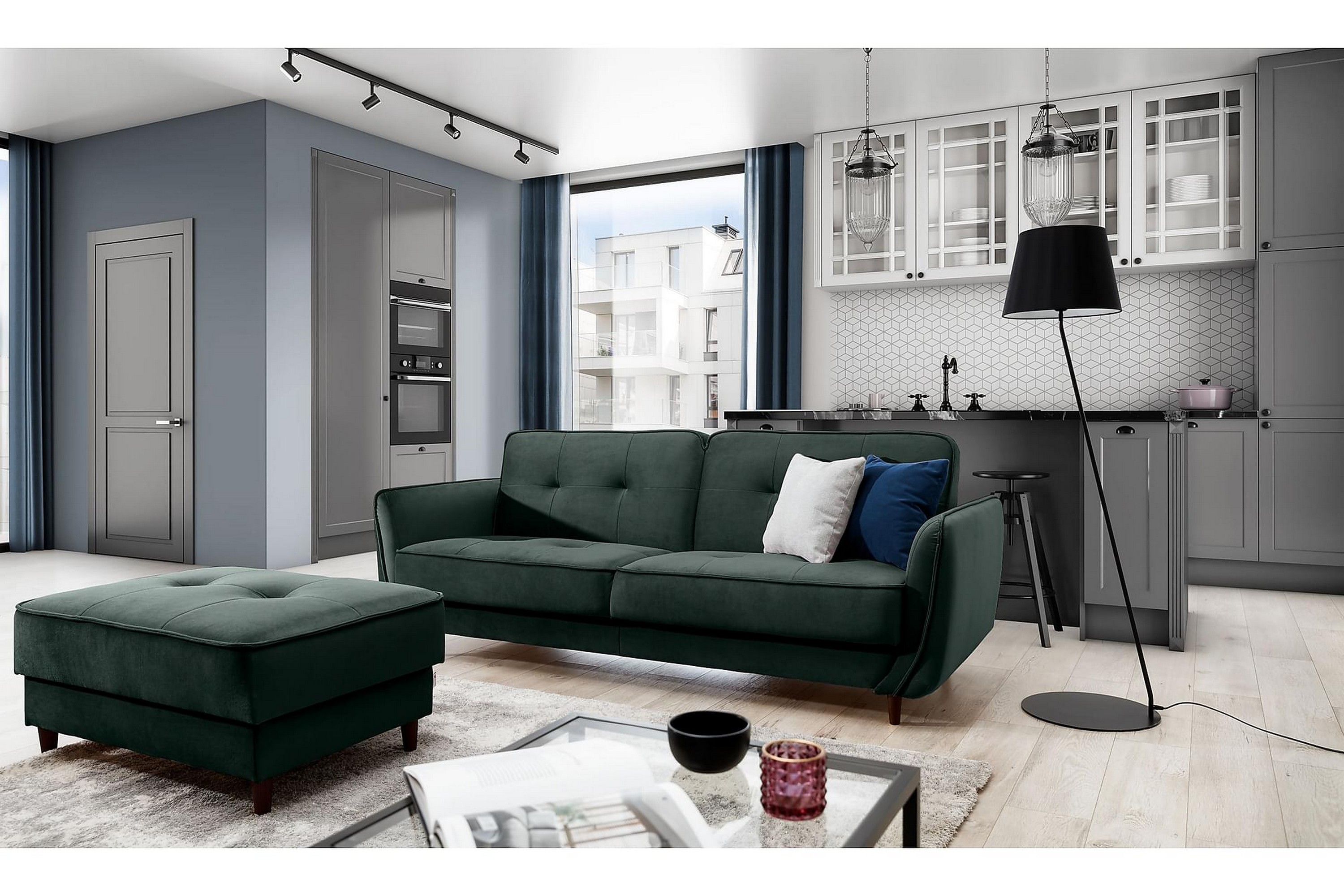 naneha bäddsoffa 3-sits mörkgrön -