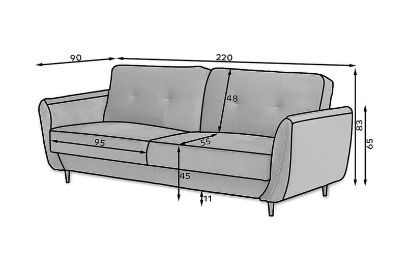 Naneha Bäddsoffa 3-sits Rosa - Möbler - Vardagsrum - Bäddsoffor