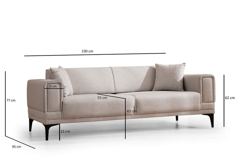Naoko 3-sits Bäddsoffa Beige - Möbler - Vardagsrum - Bäddsoffor