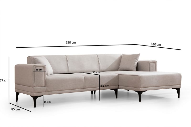 Naoko Bäddsoffa med divan - Beige - Möbler - Vardagsrum - Bäddsoffor - Hörnbäddsoffa