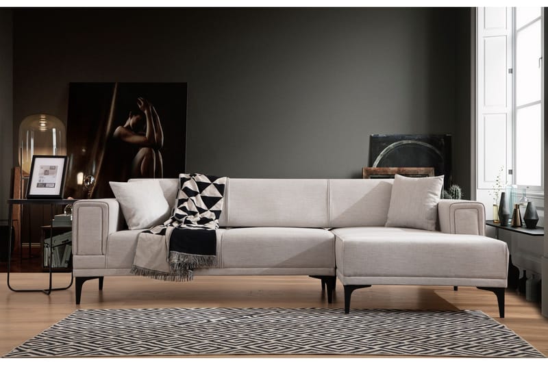 Naoko Bäddsoffa med divan - Beige - Möbler - Vardagsrum - Bäddsoffor - Hörnbäddsoffa