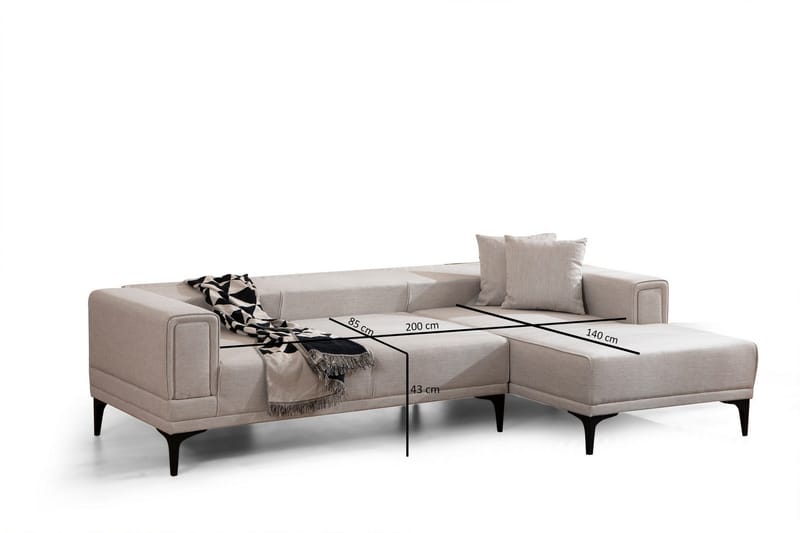 Naoko Bäddsoffa med divan - Beige - Möbler - Vardagsrum - Bäddsoffor - Hörnbäddsoffa