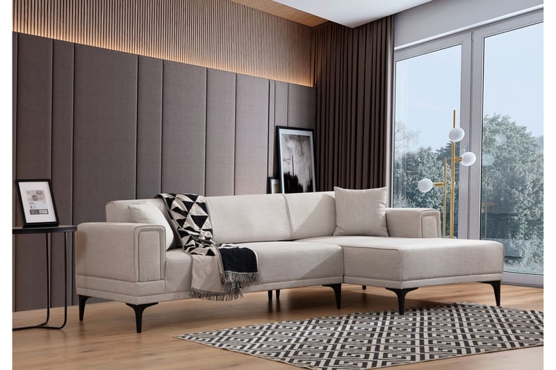 Naoko Bäddsoffa med divan - Beige - Möbler - Vardagsrum - Bäddsoffor - Hörnbäddsoffa