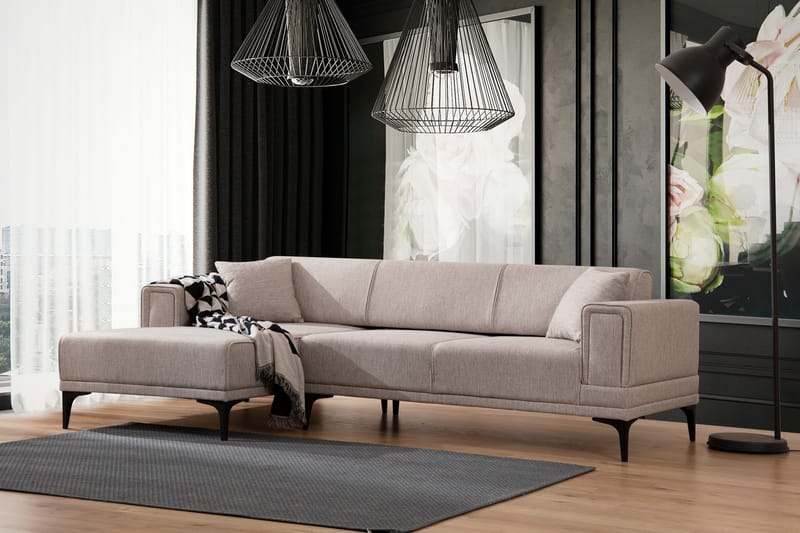 Naoko Bäddsoffa med divan Ljusbrun - Möbler - Vardagsrum - Bäddsoffor - Hörnbäddsoffa