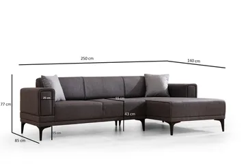 Naoko Bäddsoffa med divan - Mörkgrå - Möbler - Vardagsrum - Bäddsoffor