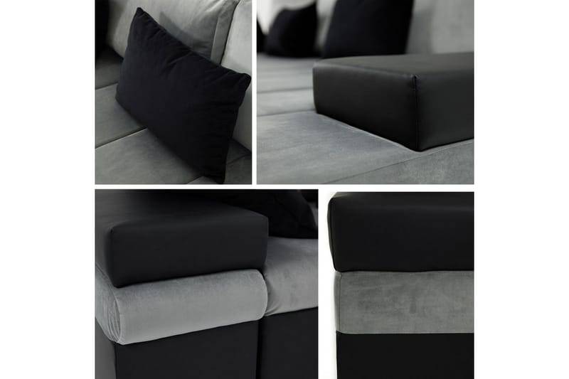 Naoma 3-sits Bäddsoffa med Divan L-formad Höger med Förvarin - Sammet/Grå - Möbler - Vardagsrum - Bäddsoffor