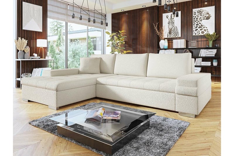 Naoma 3-sits Hörnbäddsoffa Acacia/Vit - Möbler - Vardagsrum - Bäddsoffor