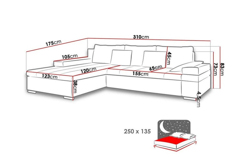 Naoma 3-sits Hörnbäddsoffa Beige - Hörnbäddsoffa - Bäddsoffor