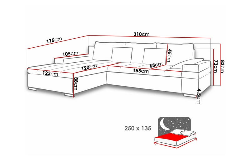 Naoma 3-sits Hörnbäddsoffa Beige - Hörnbäddsoffa - Bäddsoffor