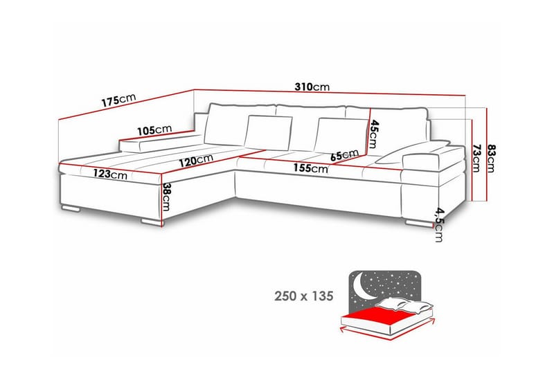 Naoma 3-sits Hörnbäddsoffa Beige - Möbler - Vardagsrum - Bäddsoffor - Hörnbäddsoffa
