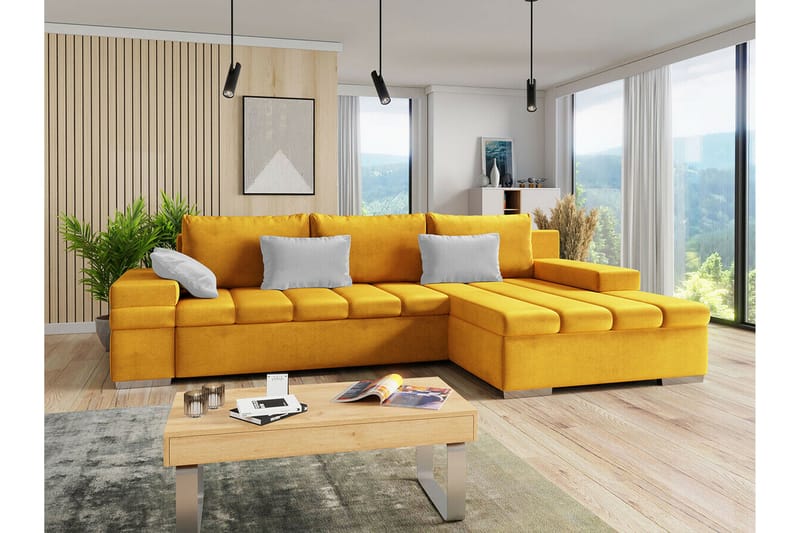 Naoma 3-sits Hörnbäddsoffa Gul - Möbler - Vardagsrum - Bäddsoffor - Hörnbäddsoffa