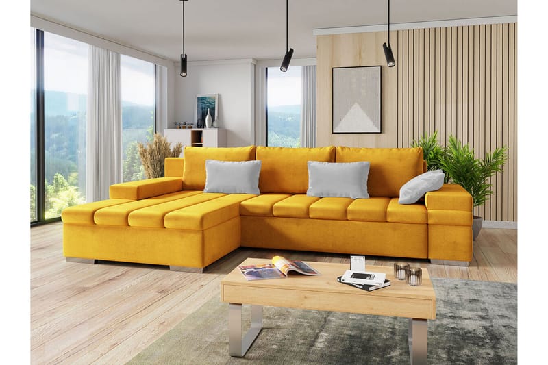 Naoma 3-sits Hörnbäddsoffa Gul - Möbler - Vardagsrum - Bäddsoffor - Hörnbäddsoffa
