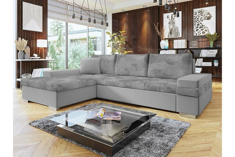 Naoma 3-sits Hörnbäddsoffa Ljusgrå - Möbler - Vardagsrum - Bäddsoffor