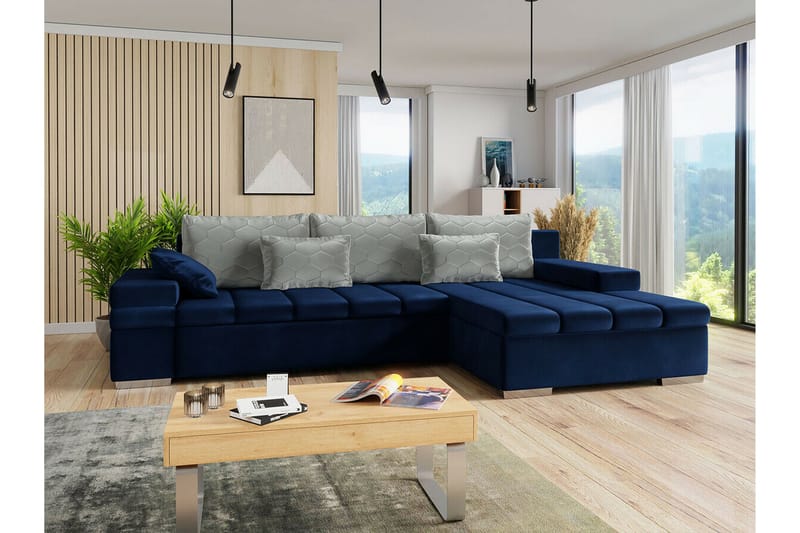 Naoma 3-sits Hörnbäddsoffa Mörkblå - Möbler - Vardagsrum - Bäddsoffor - Hörnbäddsoffa