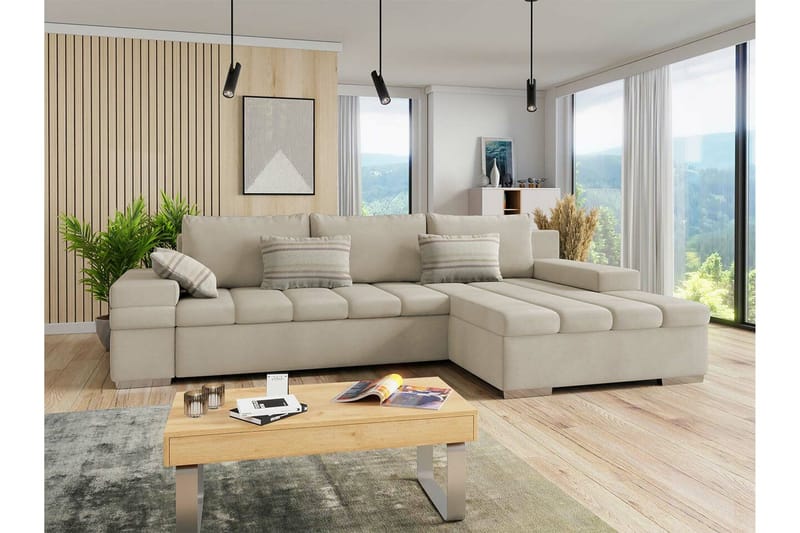 Naoma 3-sits Hörnbäddsoffa NO_BRAND beige - Möbler - Vardagsrum - Bäddsoffor