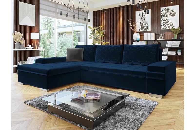 Naoma 3-sits Hörnbäddsoffa NO_BRAND Dark blue - Möbler - Vardagsrum - Bäddsoffor