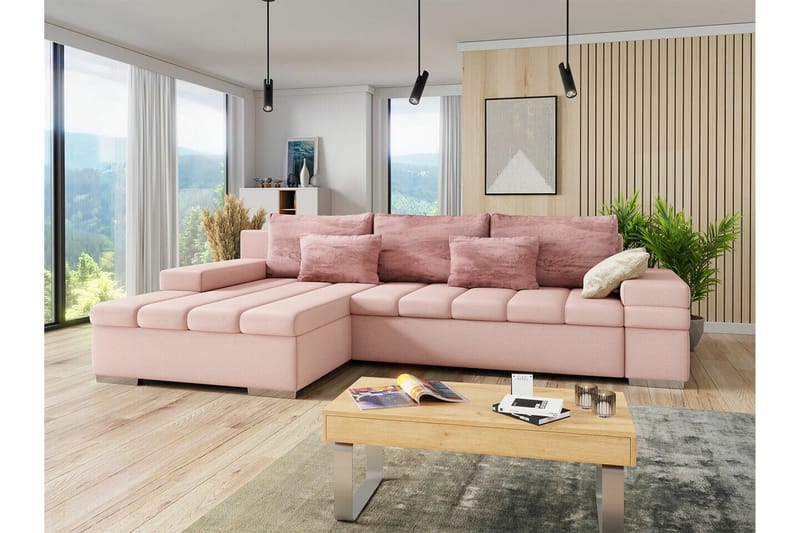 Naoma 3-sits Hörnbäddsoffa Rosa - Möbler - Vardagsrum - Bäddsoffor - Hörnbäddsoffa