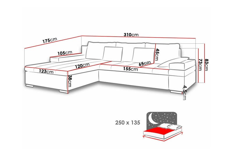 Naoma 3-sits Hörnbäddsoffa Rosa - Möbler - Vardagsrum - Bäddsoffor - Hörnbäddsoffa
