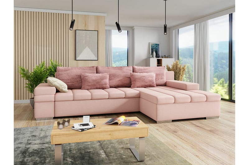 Naoma 3-sits Hörnbäddsoffa Rosa - Möbler - Vardagsrum - Bäddsoffor - Hörnbäddsoffa
