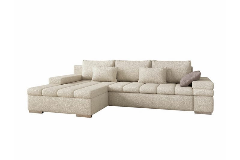 Naoma 3-sits Vänster L-formad Bäddsoffa med Schäslong i Bouclé, Beige