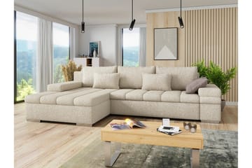 Naoma 3-sits Vänster L-formad Bäddsoffa med Schäslong i Bouclé - Beige - Möbler - Vardagsrum - Bäddsoffor