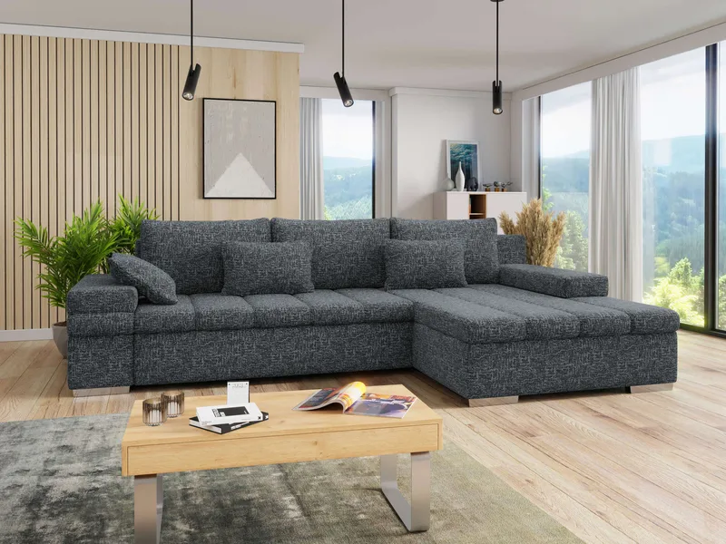 Naoma 4-sits Bäddsoffa divan höger med förvaring - grå - Möbler - Vardagsrum - Bäddsoffor - Hörnbäddsoffa