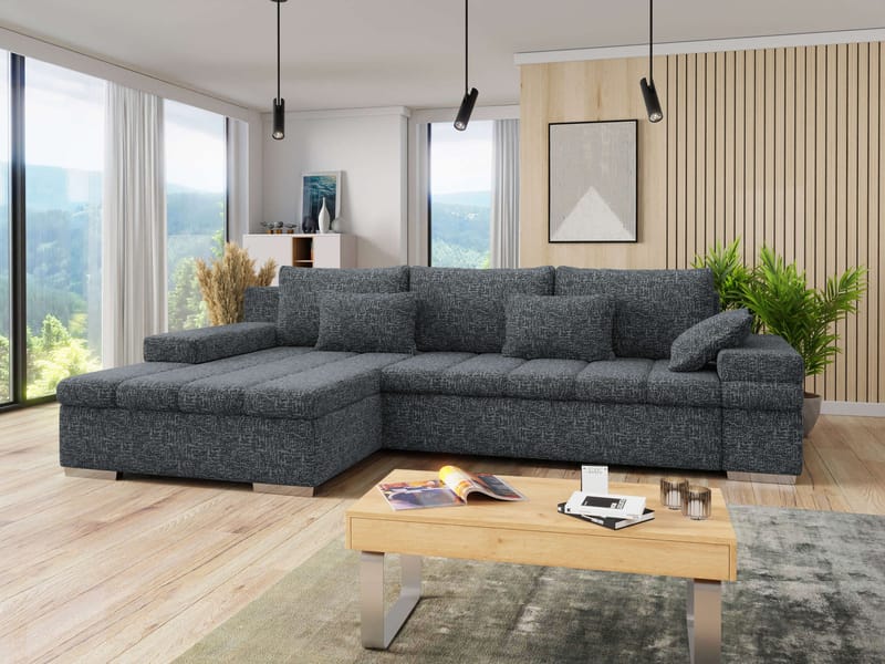 Naoma 4-sits Bäddsoffa divan vänster med förvaring - grå - Möbler - Vardagsrum - Bäddsoffor - Hörnbäddsoffa