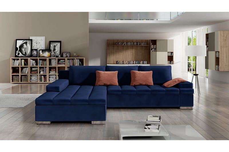 Naoma 4-sits Bäddsoffa Vänster - Blå - Möbler - Vardagsrum - Bäddsoffor