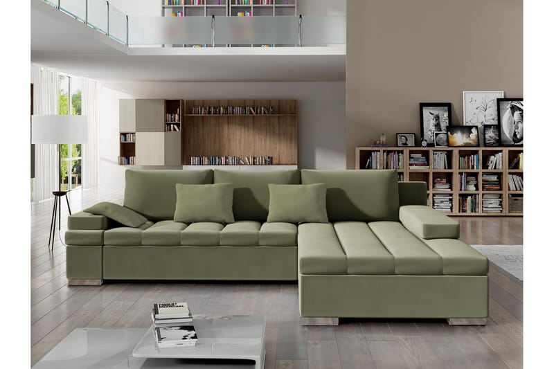 Naoma Bäddsoffa m. Divan 3-sits - Grön - Möbler - Vardagsrum - Bäddsoffor
