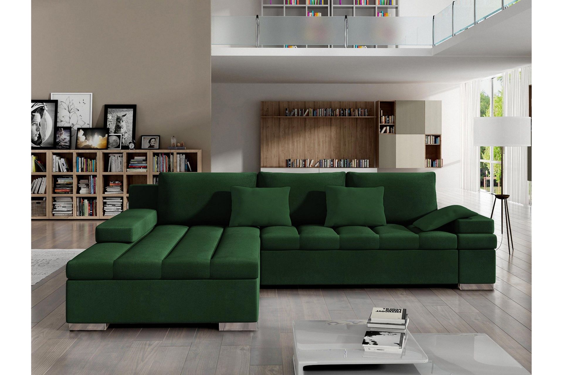 Naoma B&auml;ddsoffa m. Divan 3-sits - Gr&ouml;n