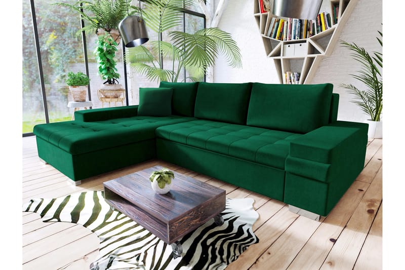 Naoma Bäddsoffa m. Divan 3-sits - Svart/Brun - Möbler - Vardagsrum - Bäddsoffor