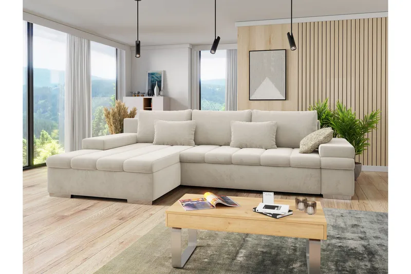 Naoma Bäddsoffa med Divan 4-sits - Beige - Möbler - Vardagsrum - Bäddsoffor