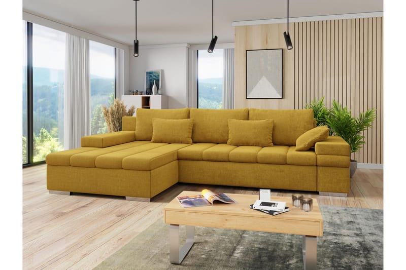 Naoma Bäddsoffa med Divan 4-sits - Gul - Möbler - Vardagsrum - Bäddsoffor