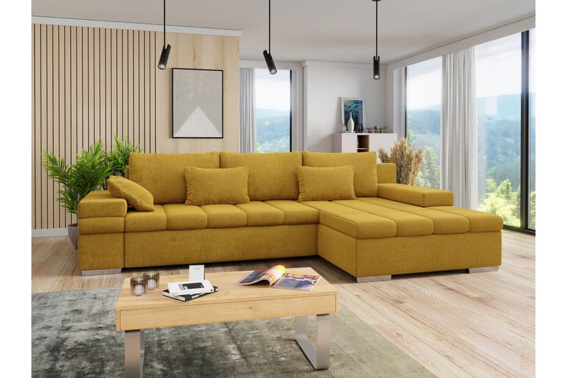 Naoma Bäddsoffa med Divan 4-sits - Gul - Möbler - Vardagsrum - Bäddsoffor