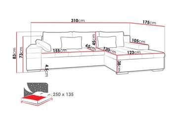 Naoma Bäddsoffa med Divan 4-sits - Rosa - Möbler - Vardagsrum - Bäddsoffor