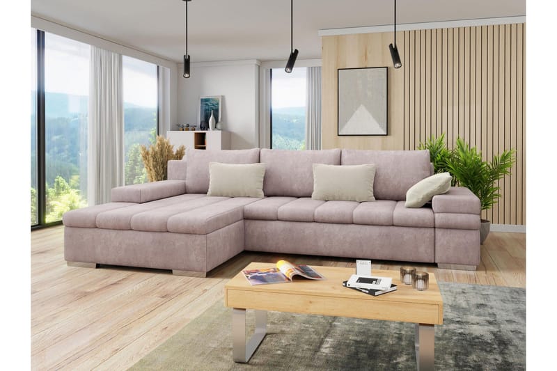 Naoma Bäddsoffa med Divan 4-sits - Rosa - Möbler - Vardagsrum - Bäddsoffor