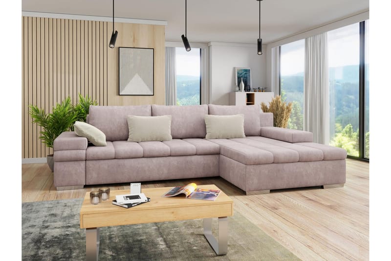 Naoma Bäddsoffa med Divan 4-sits - Rosa - Möbler - Vardagsrum - Bäddsoffor