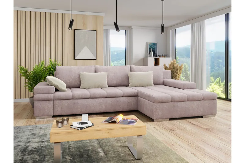 Naoma Bäddsoffa med Divan 4-sits - Rosa - Möbler - Vardagsrum - Bäddsoffor