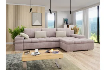 Naoma Bäddsoffa med Divan 4-sits - Rosa - Möbler - Vardagsrum - Bäddsoffor