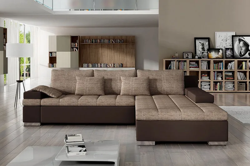 Naoma Bäddsoffa med Divan Höger - Beige/Brun - Möbler - Vardagsrum - Bäddsoffor