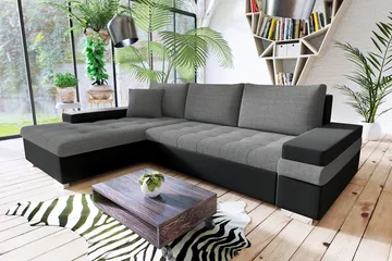 Naoma Divanbäddsoffa 274x182x83 cm - Grå/Svart - Möbler - Vardagsrum - Bäddsoffor
