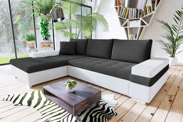 Naoma Divanbäddsoffa 274x182x83 cm - Grå/Vit - Möbler - Vardagsrum - Bäddsoffor