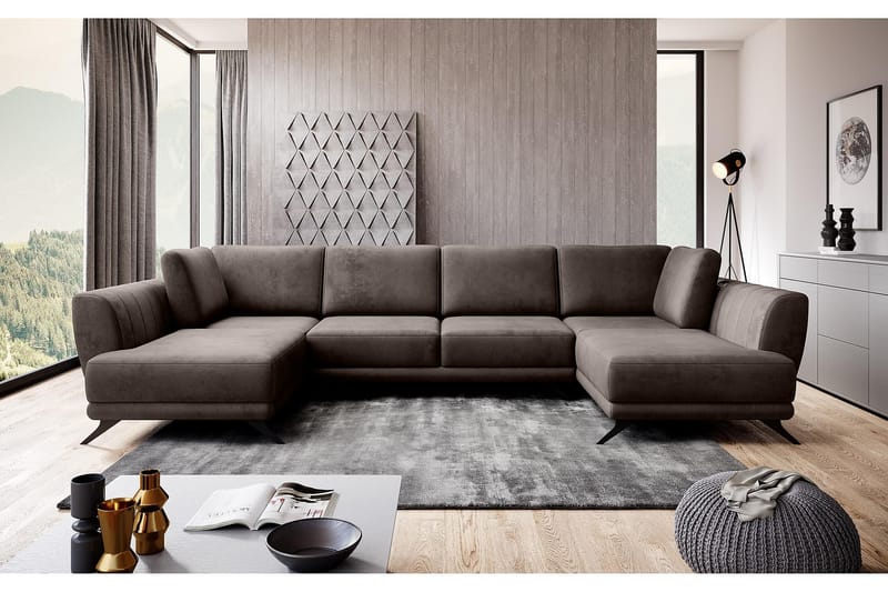 Naoya Bäddsoffa Dubbelschäslong Brun - Möbler - Vardagsrum - Bäddsoffor - U bäddsoffa