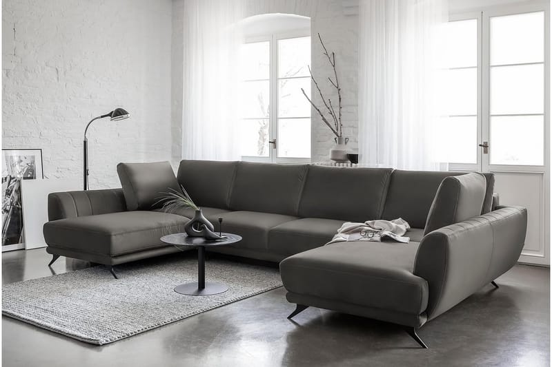 Naoya Bäddsoffa Dubbelschäslong Grå - Möbler - Vardagsrum - Bäddsoffor - U bäddsoffa