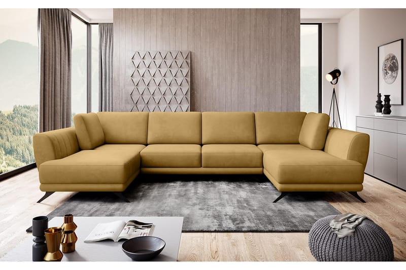 Naoya Bäddsoffa Dubbelschäslong Gul - Möbler - Vardagsrum - Bäddsoffor - U bäddsoffa