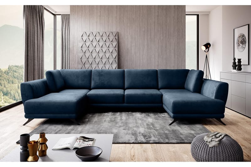 Naoya Bäddsoffa Dubbelschäslong Mörkblå - Möbler - Vardagsrum - Bäddsoffor - U bäddsoffa