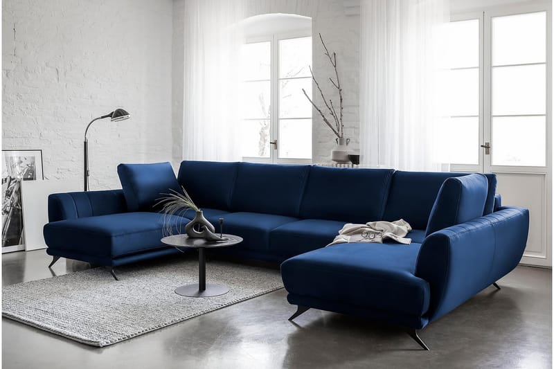 Naoya Bäddsoffa Dubbelschäslong Mörkblå - Möbler - Vardagsrum - Bäddsoffor - U bäddsoffa