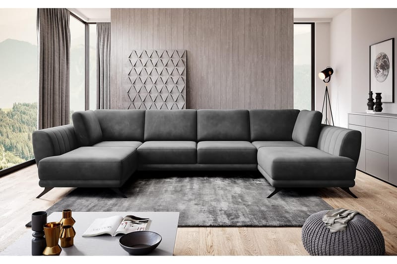 Naoya Bäddsoffa Dubbelschäslong Mörkgrå - Möbler - Vardagsrum - Bäddsoffor - U bäddsoffa
