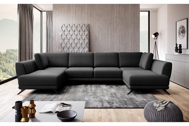 Naoya Bäddsoffa Dubbelschäslong Mörkgrå - Möbler - Vardagsrum - Bäddsoffor - U bäddsoffa